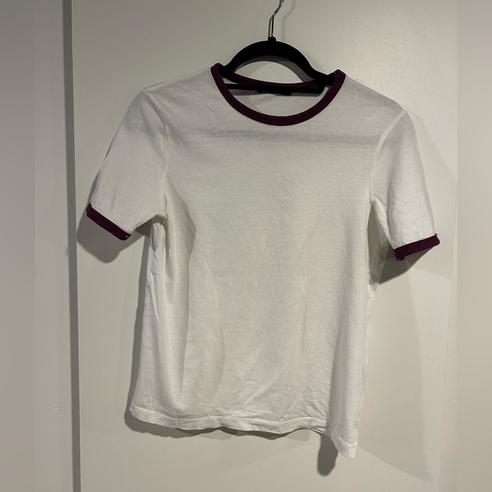 Zara | Zara White with Purple Accent Short Sleeve Tee | S